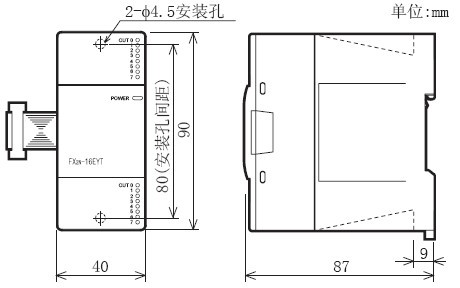 FX2N-16EYT-ESS/UL外形尺寸