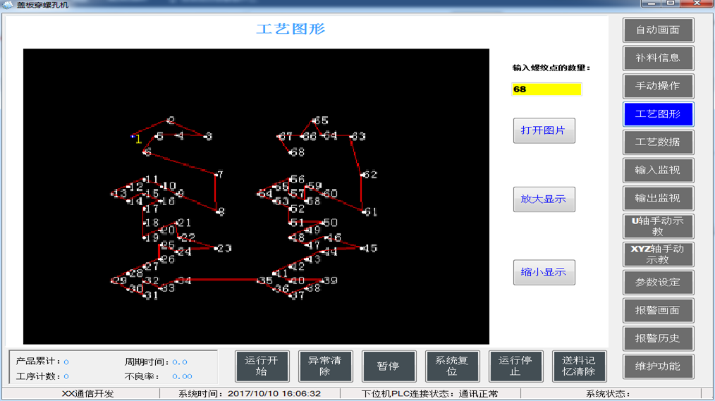 PLC蓋板穿螺孔機控制軟件